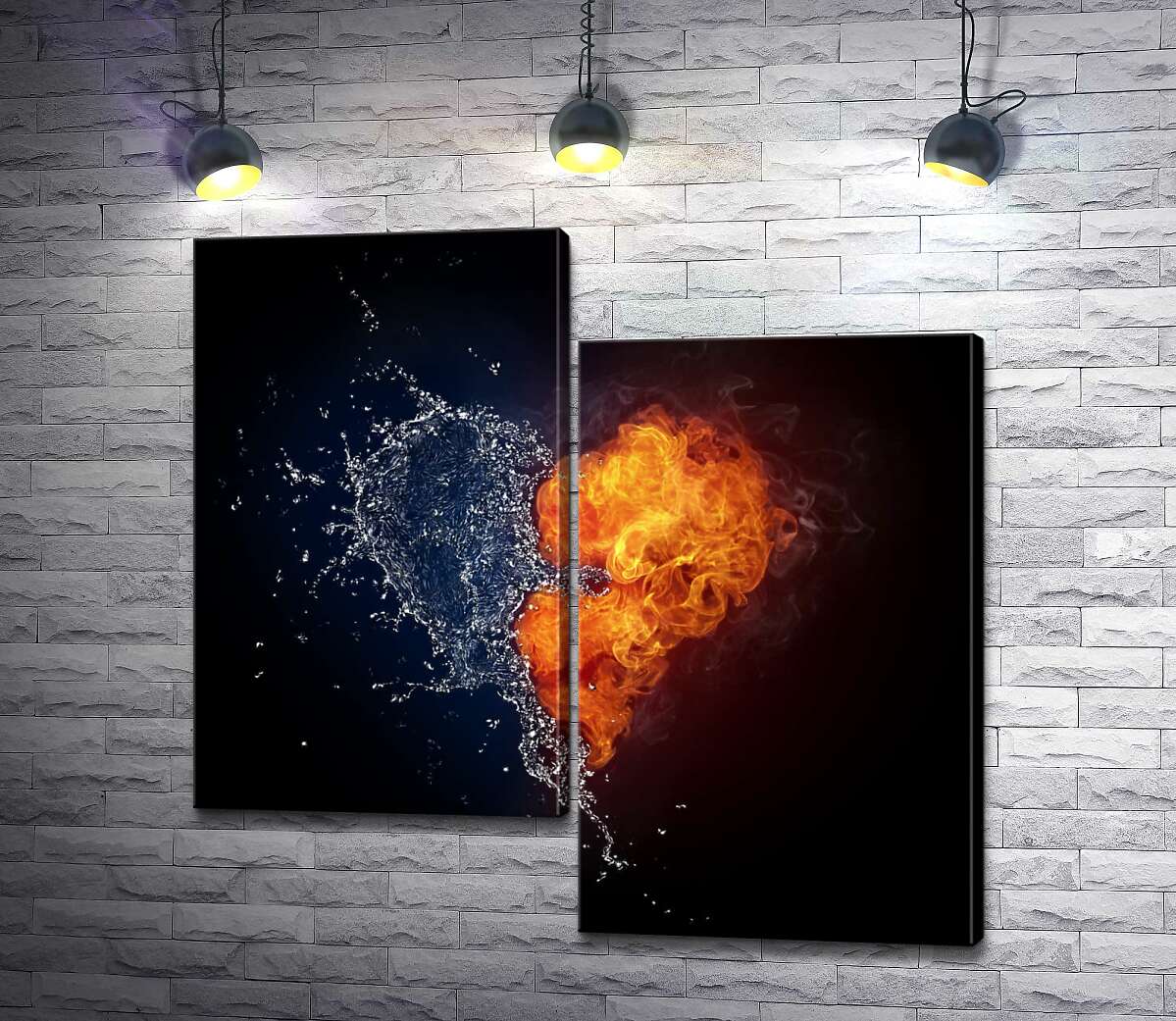 

Модульная картина ArtPoster Непобедимая любовь: сердце из огня и воды 100x98 см Модуль №5