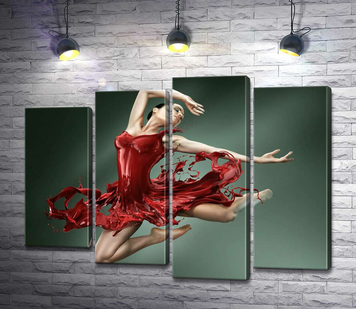 

Модульная картина ArtPoster Нежная балерина грациозно летит в сочно-красном платье 132x100 см Модуль №21