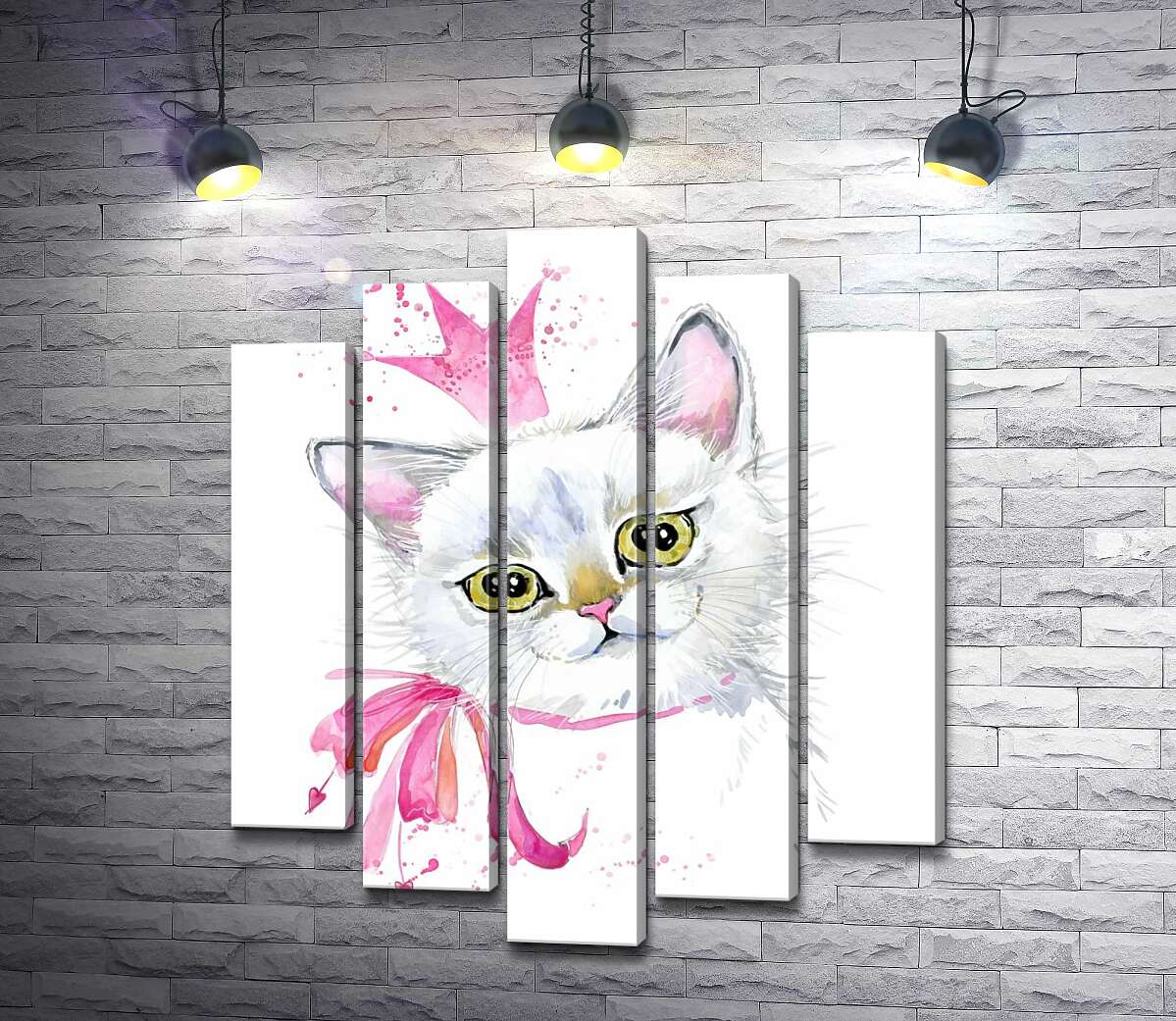 

Модульная картина ArtPoster Нежная кошечка с розовым бантиком и короной 100x120 см Модуль №26