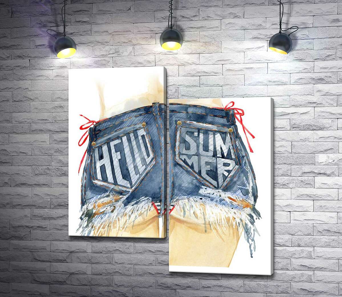 

Модульная картина ArtPoster Надпись "hello summer" на карманах девушки в коротких шортах 100x110 см Модуль №5