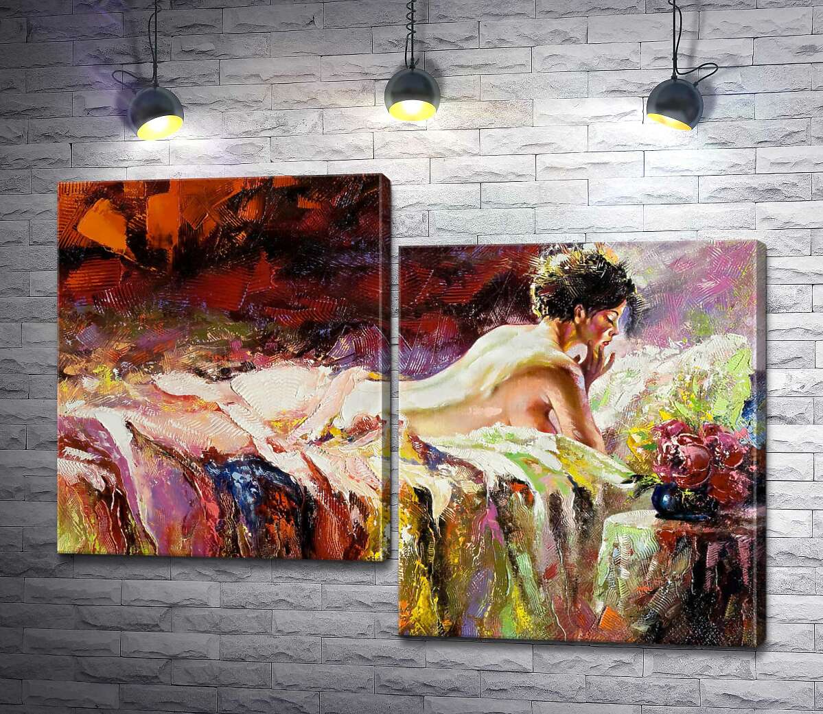 

Модульная картина ArtPoster Обнаженный силуэт женщины, что лежит в постели 130x95 см Модуль №5