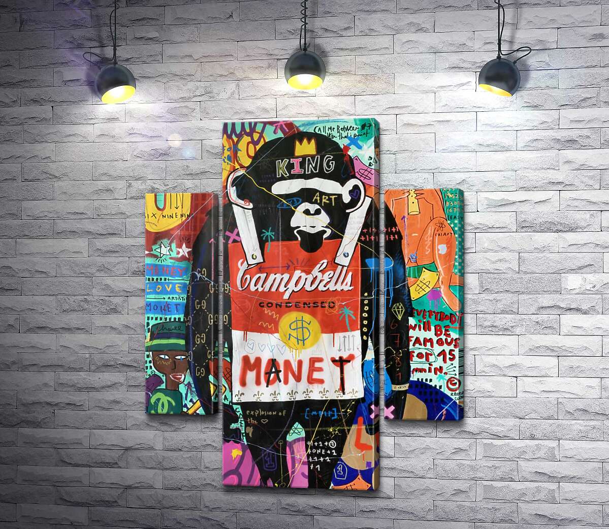 

Модульная картина ArtPoster Обезьяна с супом Кэмпбелл (Campbell's soup monkey) – Джисбар 131x170 см Модуль №7