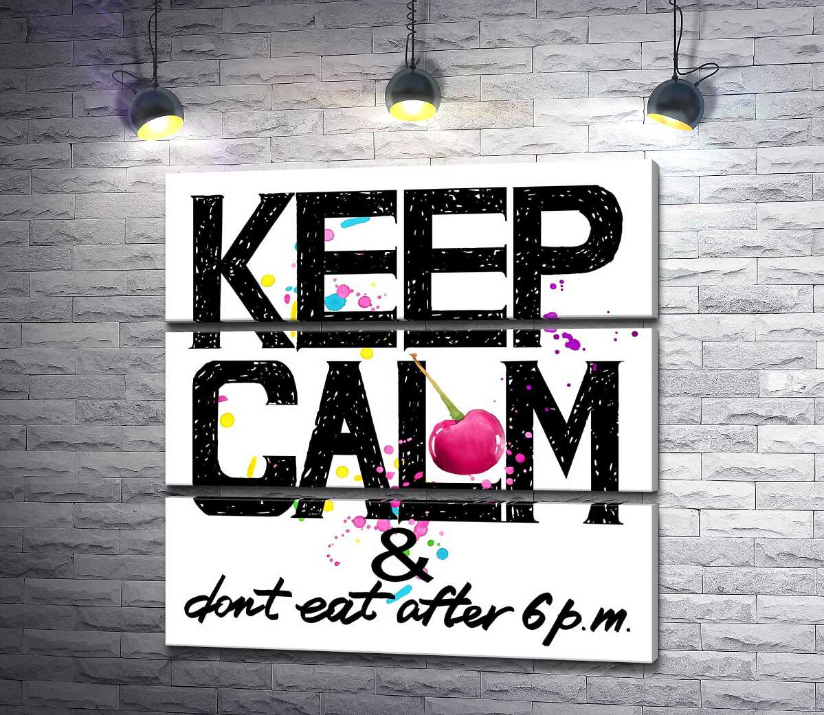 

Модульная картина ArtPoster Надпись черными буквами "keep calm and don't eat after 6 p.m." 60x60 см Модуль №13