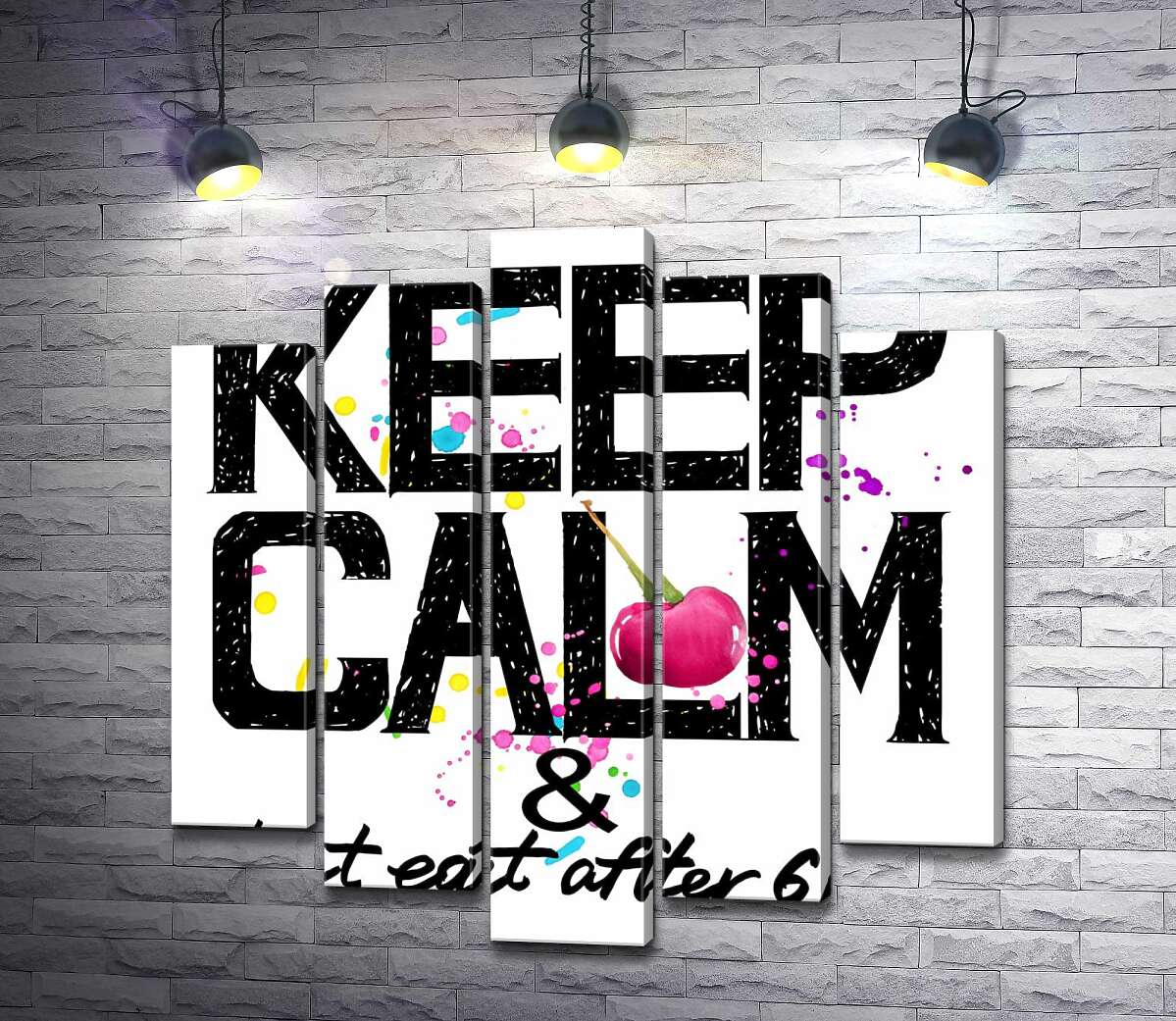 

Модульная картина ArtPoster Надпись черными буквами "keep calm and don't eat after 6 p.m." 130x132 см Модуль №26