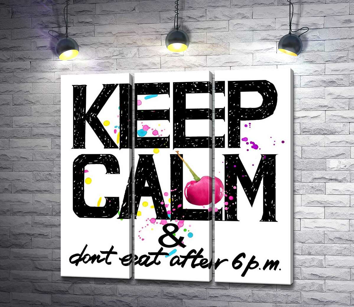 

Модульная картина ArtPoster Надпись черными буквами "keep calm and don't eat after 6 p.m." 60x60 см Модуль №11