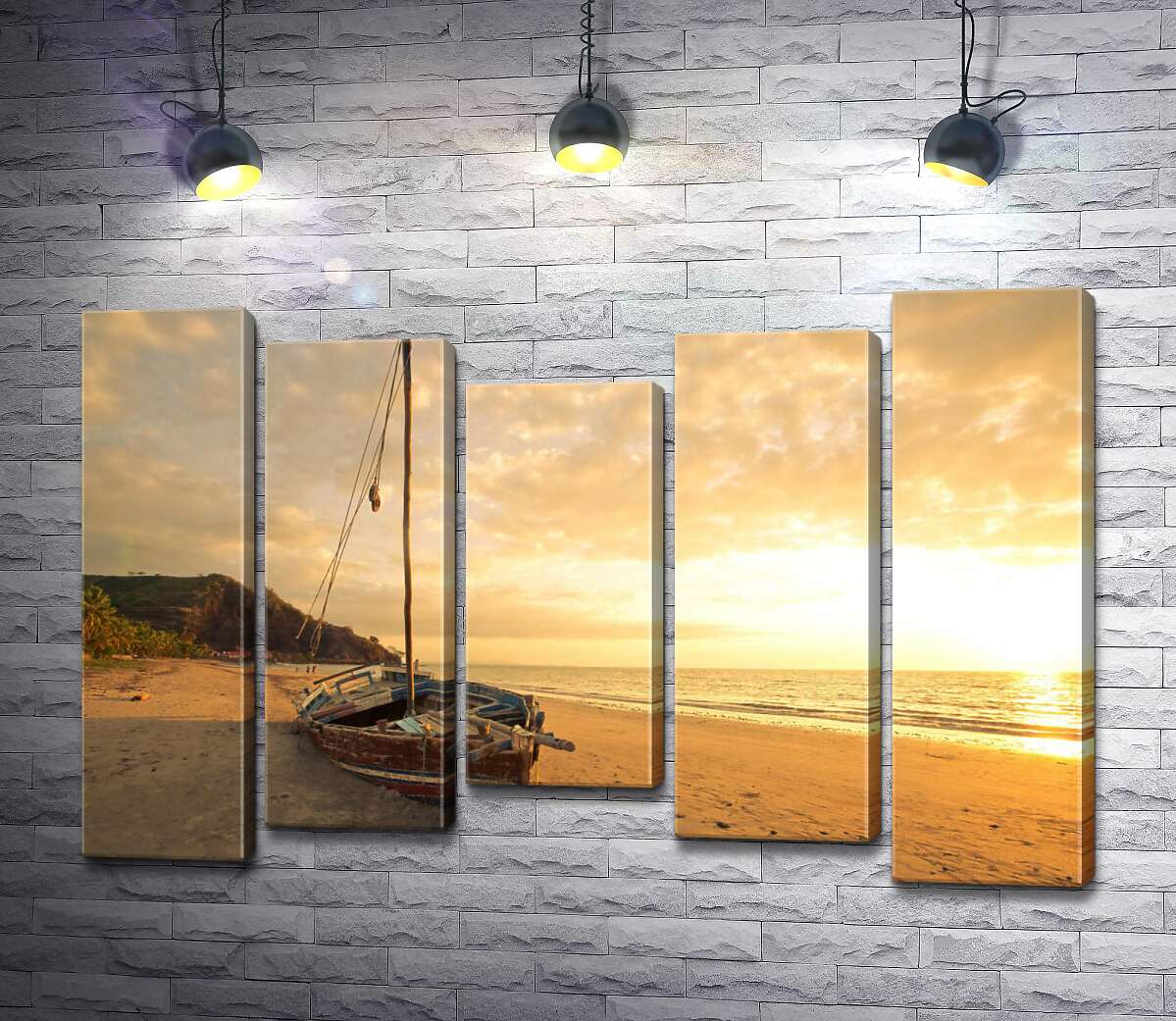

Модульная картина ArtPoster Одинокая лодка на вечернем пляже 130x88 см Модуль №28