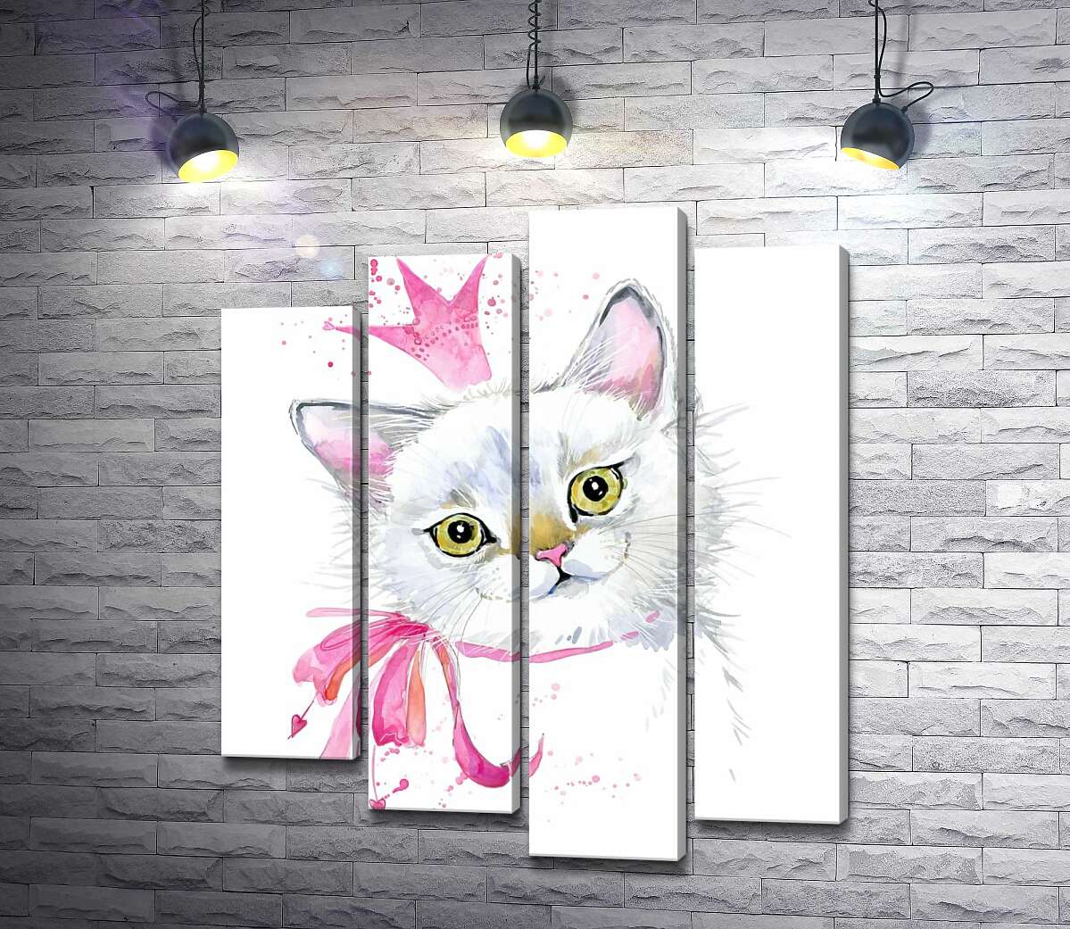 

Модульная картина ArtPoster Нежная кошечка с розовым бантиком и короной 132x156 см Модуль №21