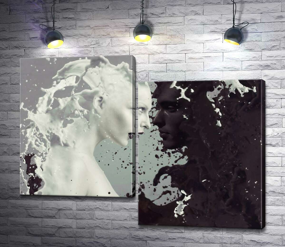 

Модульная картина ArtPoster Объединение влюбленных в черно-белых брызгах 100x77 см Модуль №5