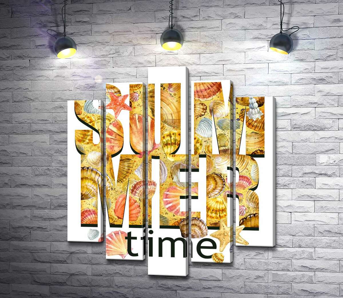 

Модульная картина ArtPoster Надпись "summertime" усыпана морскими ракушками 100x120 см Модуль №26