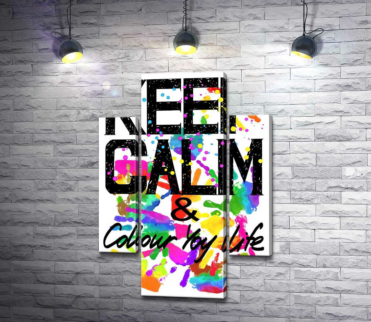 

Модульная картина ArtPoster Надпись "keep calm and colour your life" на фоне отпечатков рук 131x190 см Модуль №7