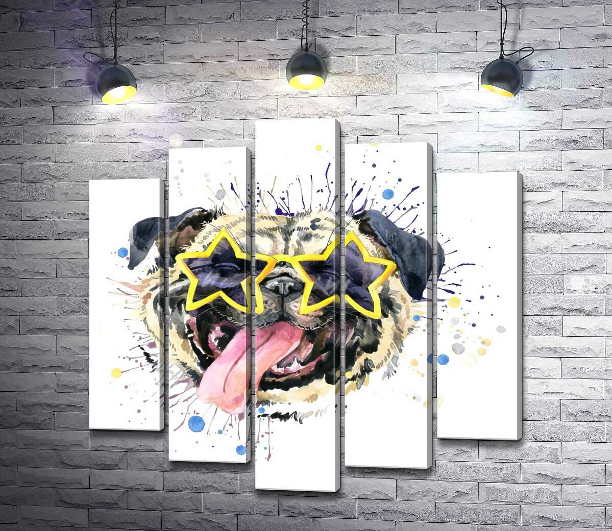 

Модульная картина ArtPoster Мопс в звездных очках 100x100 см Модуль №26