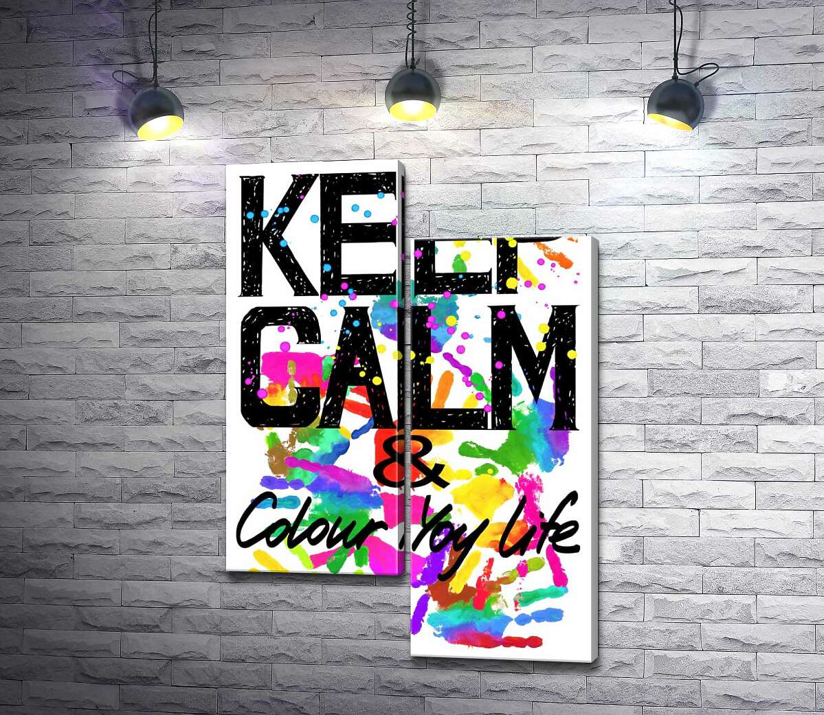 

Модульная картина ArtPoster Надпись "keep calm and colour your life" на фоне отпечатков рук 50x74 см Модуль №5