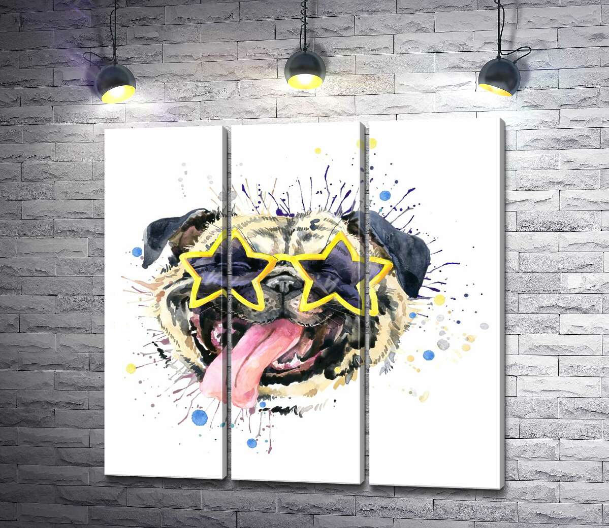 

Модульная картина ArtPoster Мопс в звездных очках 60x60 см Модуль №11