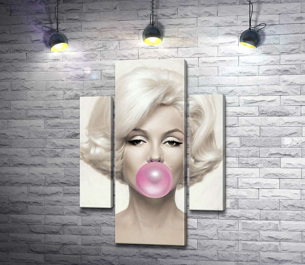 

Модульная картина ArtPoster Мэрилин Монро (Marilyn Monroe) надувает розовую жвачку 100x144 см Модуль №7