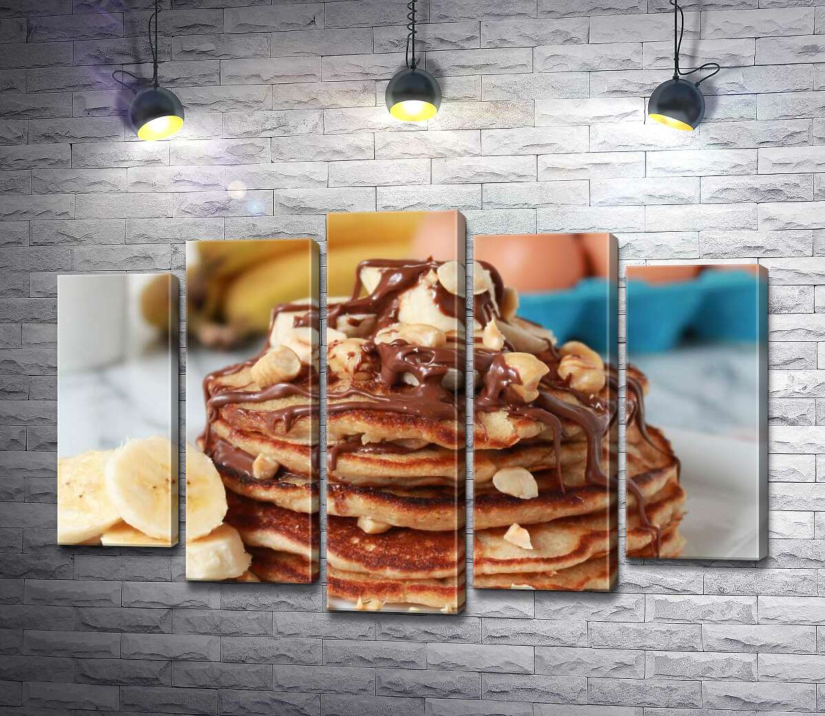 

Модульная картина ArtPoster Нежный вкус панкейков со сладким сочетанием шоколада и бананов 100x69 см Модуль №26