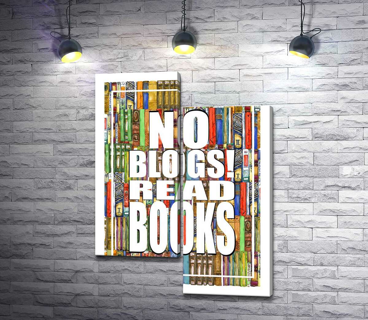 

Модульная картина ArtPoster Надпись "No blogs! Read books" на фоне книг 100x137 см Модуль №5