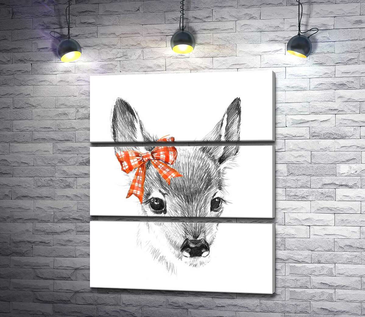 

Модульная картина ArtPoster Олененок с красным бантиком возле уха 51x60 см Модуль №13