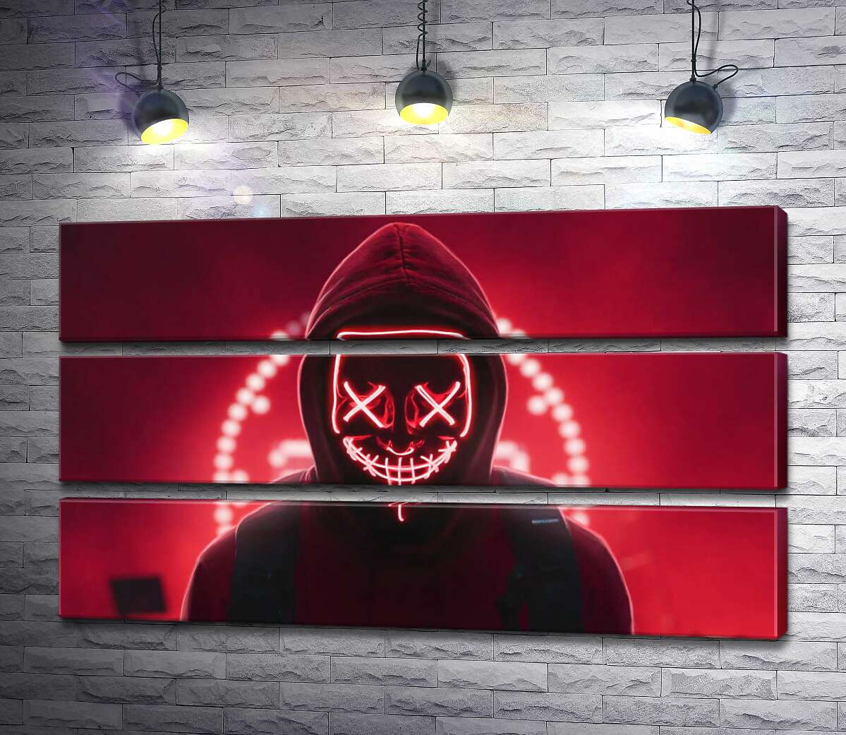 

Модульная картина ArtPoster Опасность в красном свете маски "Судная ночь" 107x60 см Модуль №13