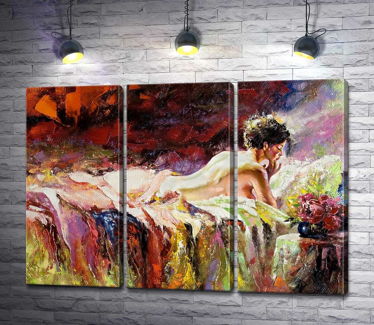 

Модульная картина ArtPoster Обнаженный силуэт женщины, что лежит в постели 102x72 см Модуль №11