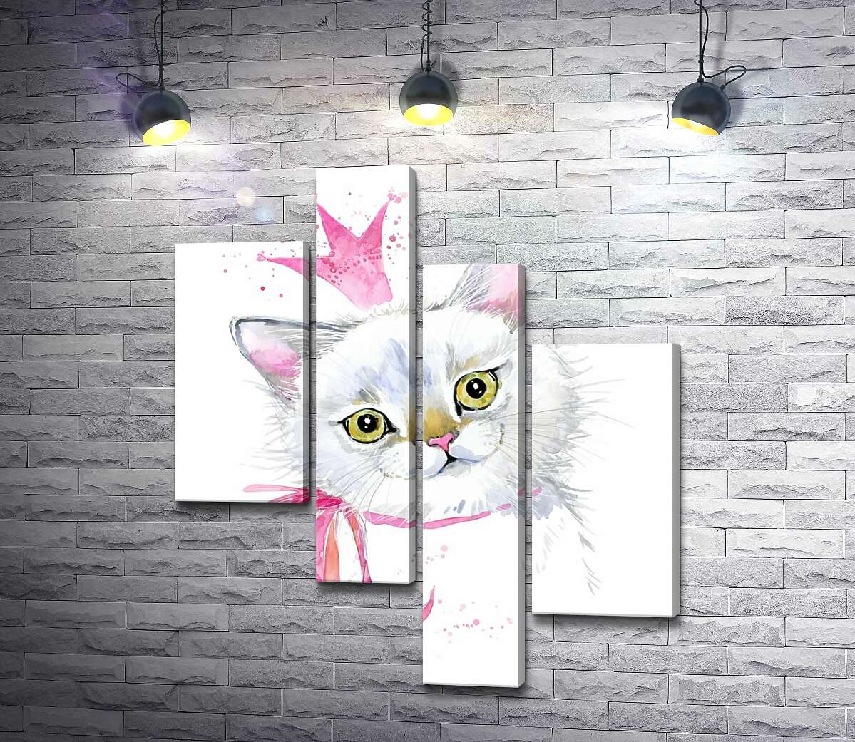 

Модульная картина ArtPoster Нежная кошечка с розовым бантиком и короной 130x155 см Модуль №20