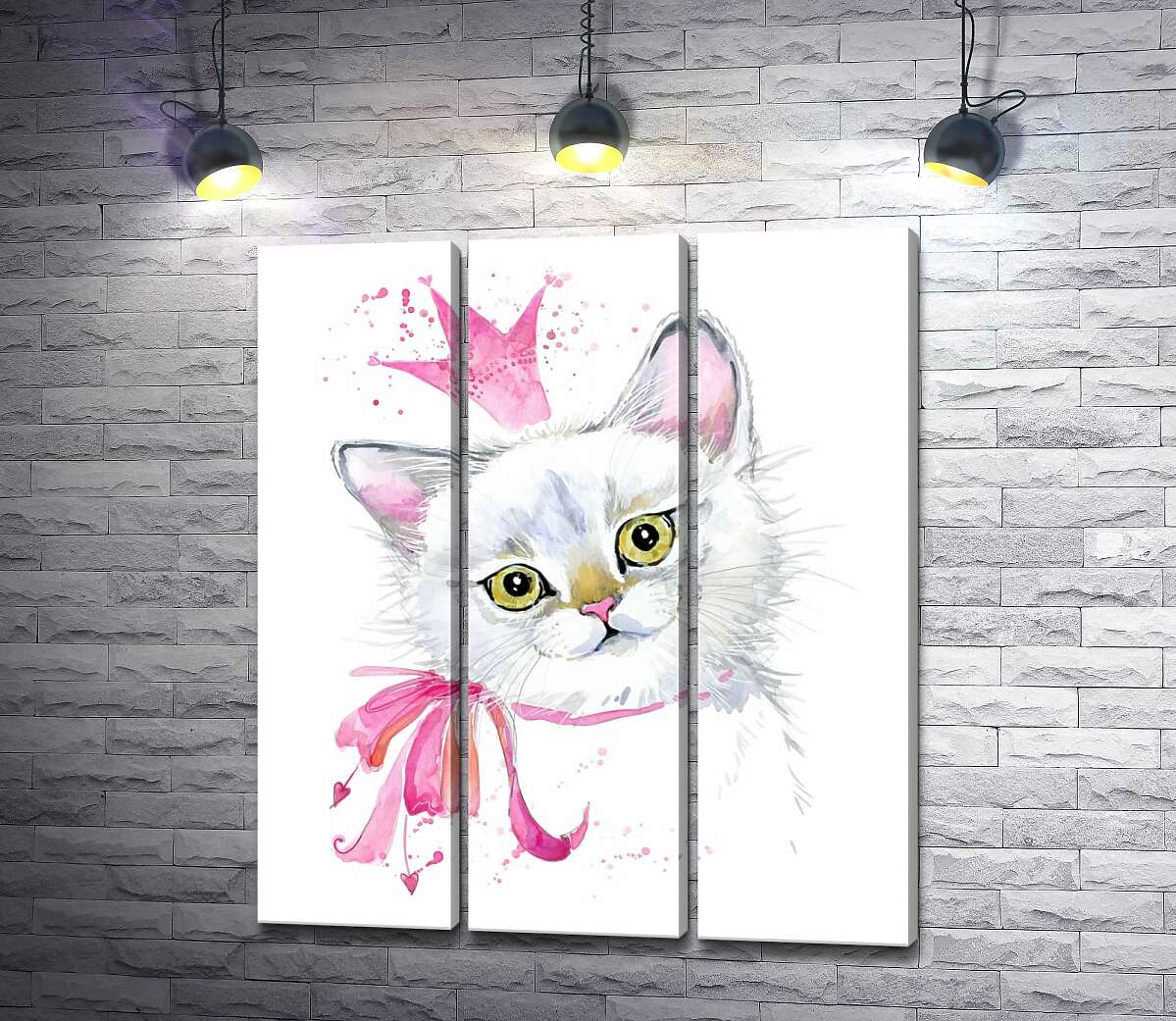 

Модульная картина ArtPoster Нежная кошечка с розовым бантиком и короной 102x118 см Модуль №11