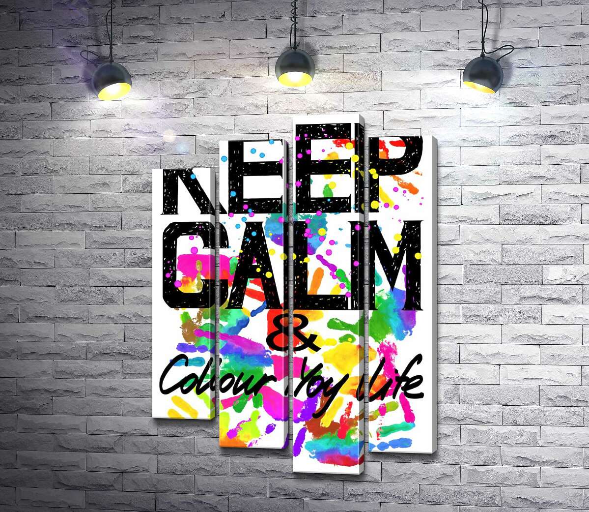 

Модульная картина ArtPoster Надпись "keep calm and colour your life" на фоне отпечатков рук 132x192 см Модуль №21