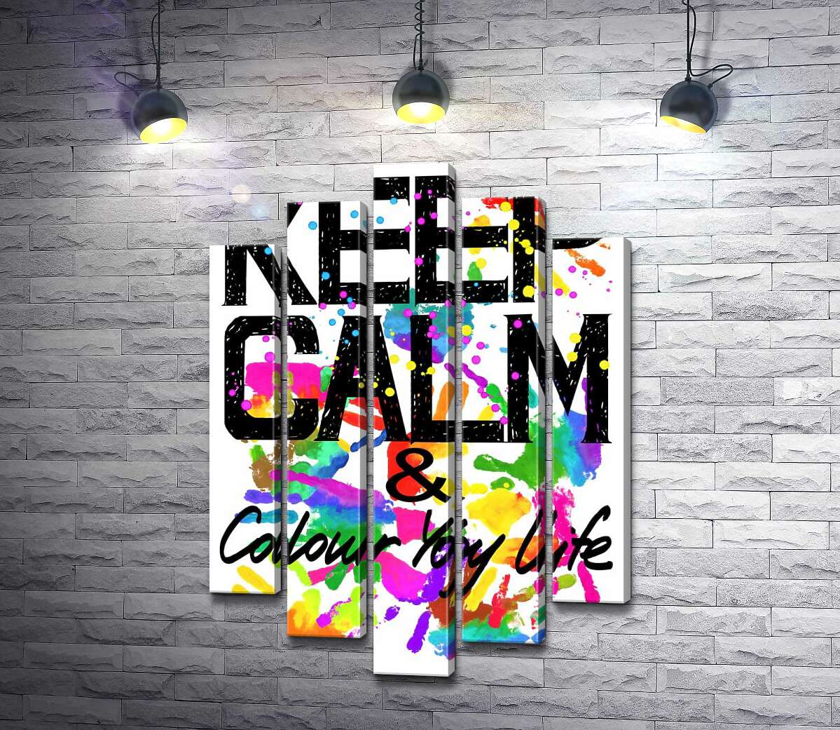 

Модульная картина ArtPoster Надпись "keep calm and colour your life" на фоне отпечатков рук 130x192 см Модуль №26