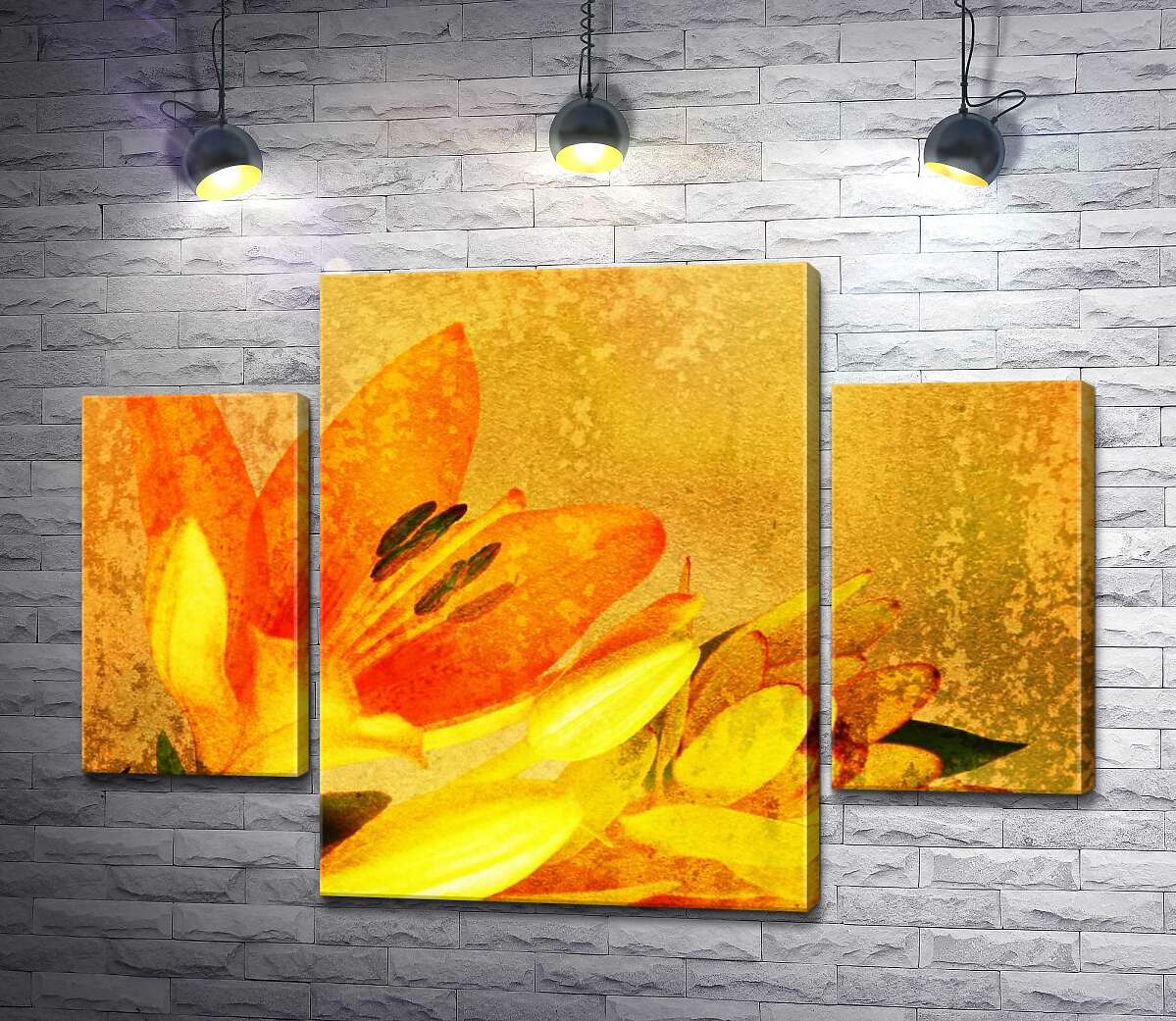 

Модульная картина ArtPoster Оранжево-желтые оттенки на лепестках лилий 80x59 см Модуль №7