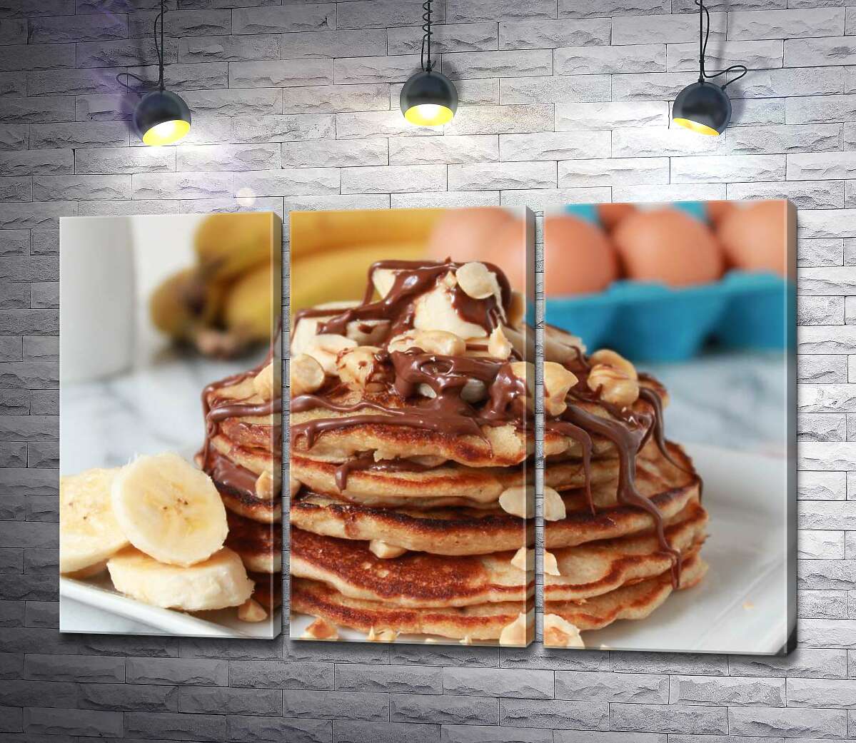 

Модульная картина ArtPoster Нежный вкус панкейков со сладким сочетанием шоколада и бананов 102x67 см Модуль №11