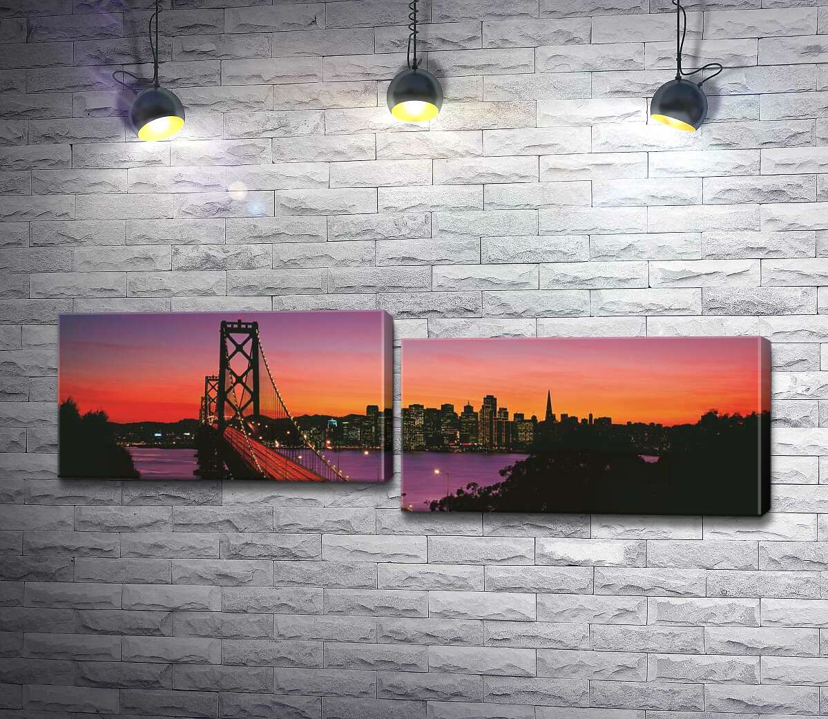 

Модульная картина ArtPoster Мост Бэй-Бридж (Bay Bridge) ведет к вечернему Сан-Франциско 130x43 см Модуль №5