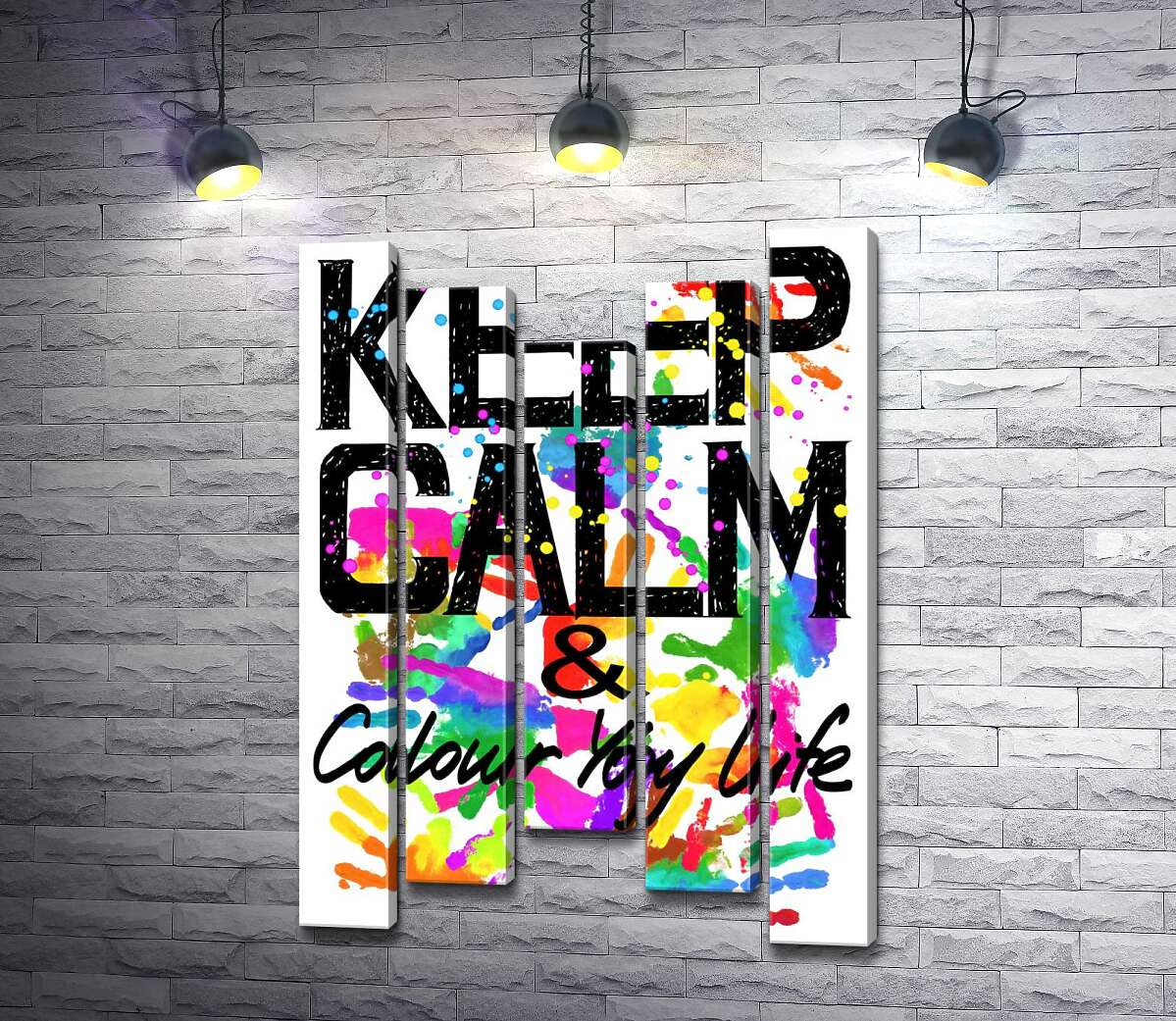 

Модульная картина ArtPoster Надпись "keep calm and colour your life" на фоне отпечатков рук 130x192 см Модуль №28