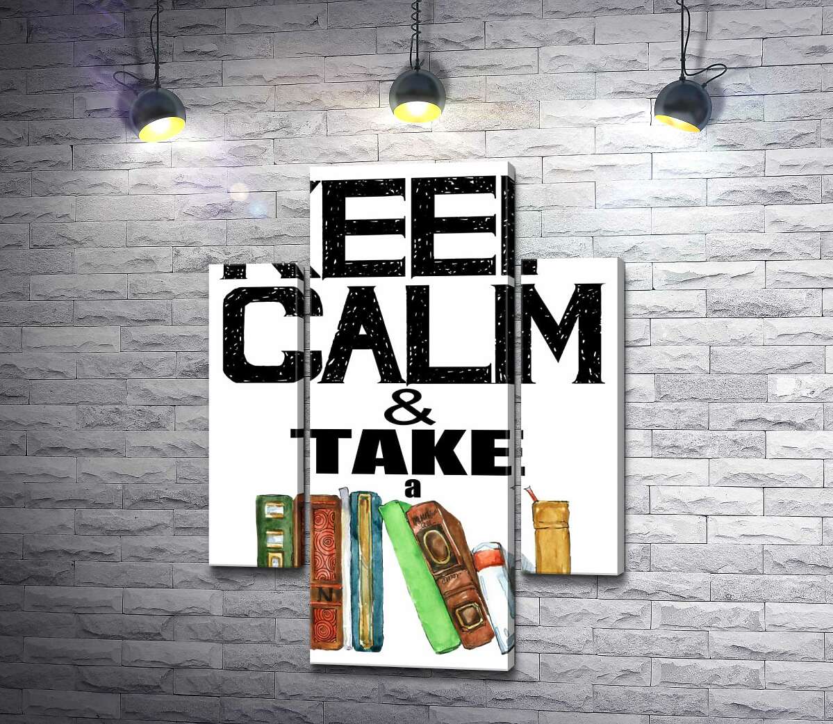 

Модульная картина ArtPoster Надпись с книгами "keep calm and take a book" 100x138 см Модуль №7