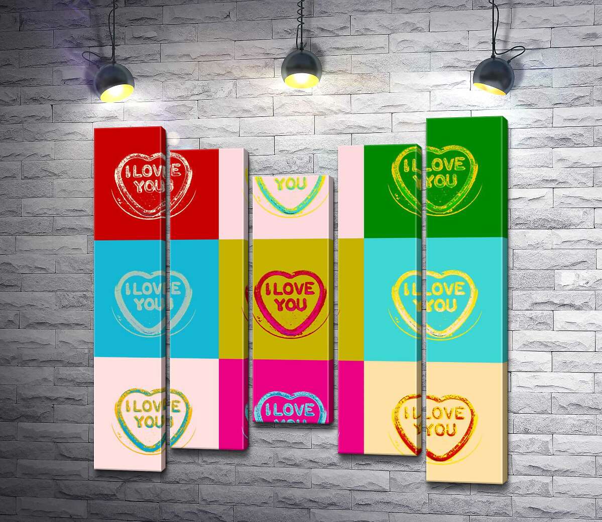 

Модульная картина ArtPoster Надпись "I love you" в ярком стиле поп-арт 100x100 см Модуль №28