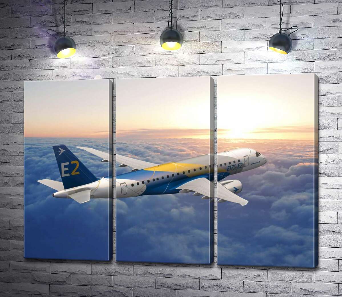 

Модульная картина ArtPoster Полет бразильского самолета Embraer E-Jet E2 над бескрайним облачным пространством 102x71 см Модуль №11