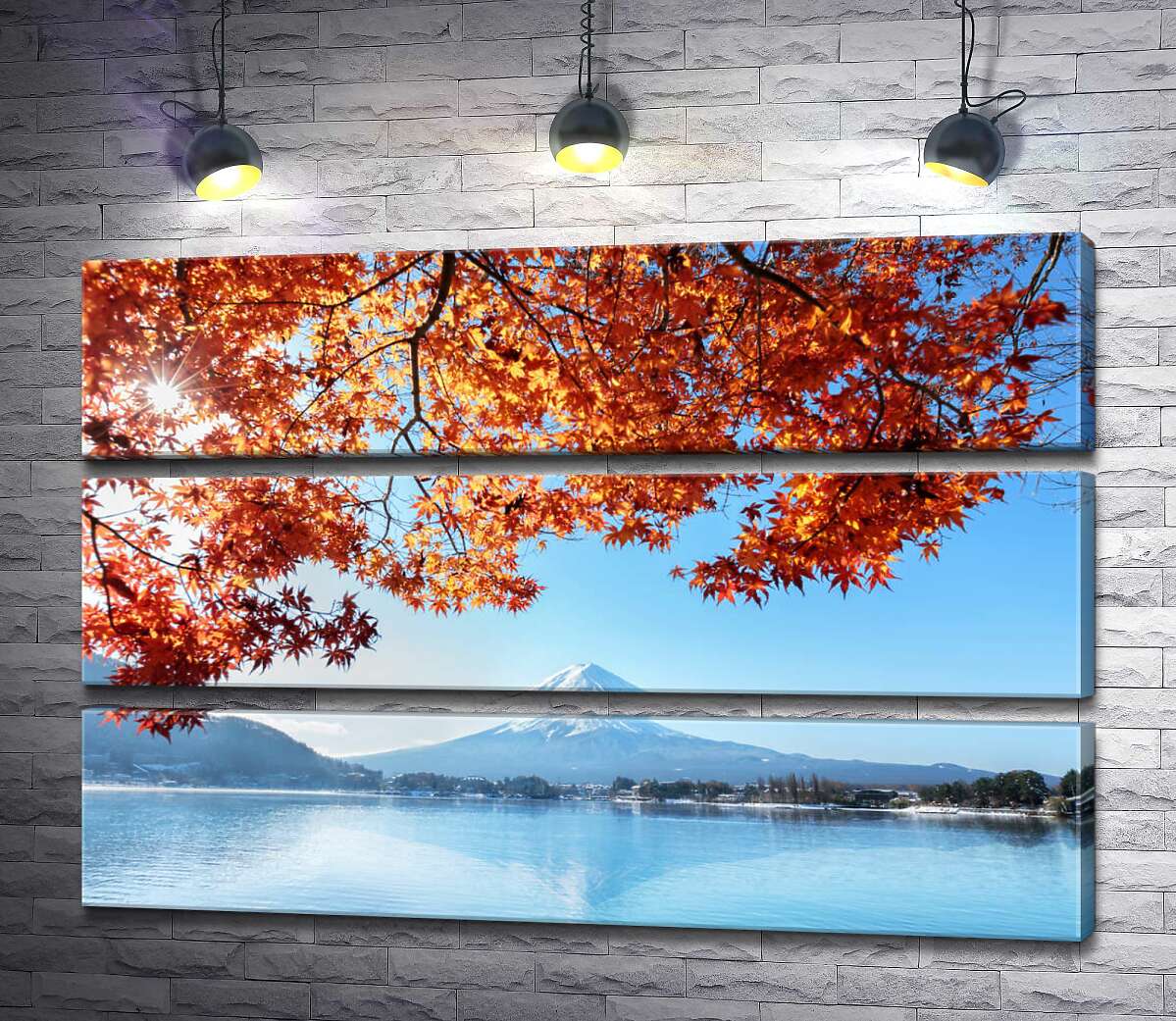 

Модульная картина ArtPoster Осенний вид на гору Фудзи (Mount Fuji) из вод озера 90x60 см Модуль №13