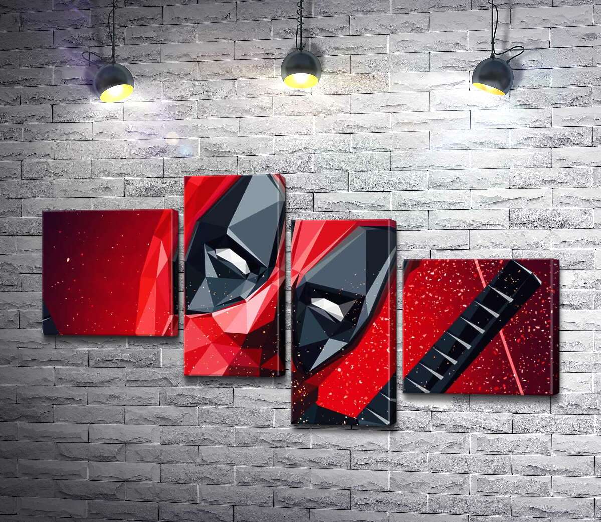 

Модульная картина ArtPoster Портрет Дэдпула в технике papercraft 130x74 см Модуль №20