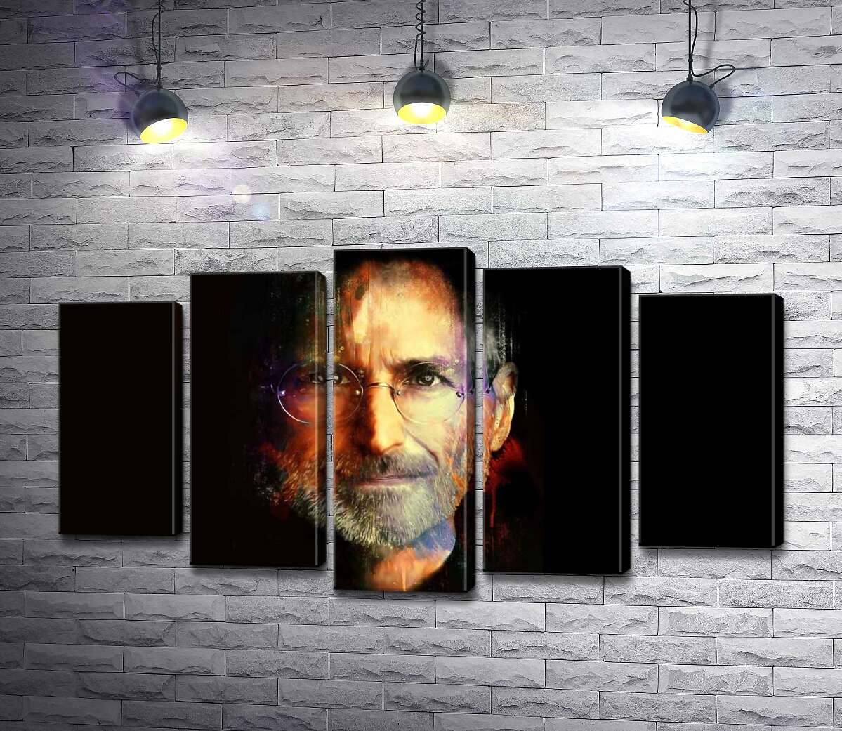 

Модульная картина ArtPoster Портрет Стива Джобса (Steve Jobs) на черном фоне 100x58 см Модуль №26