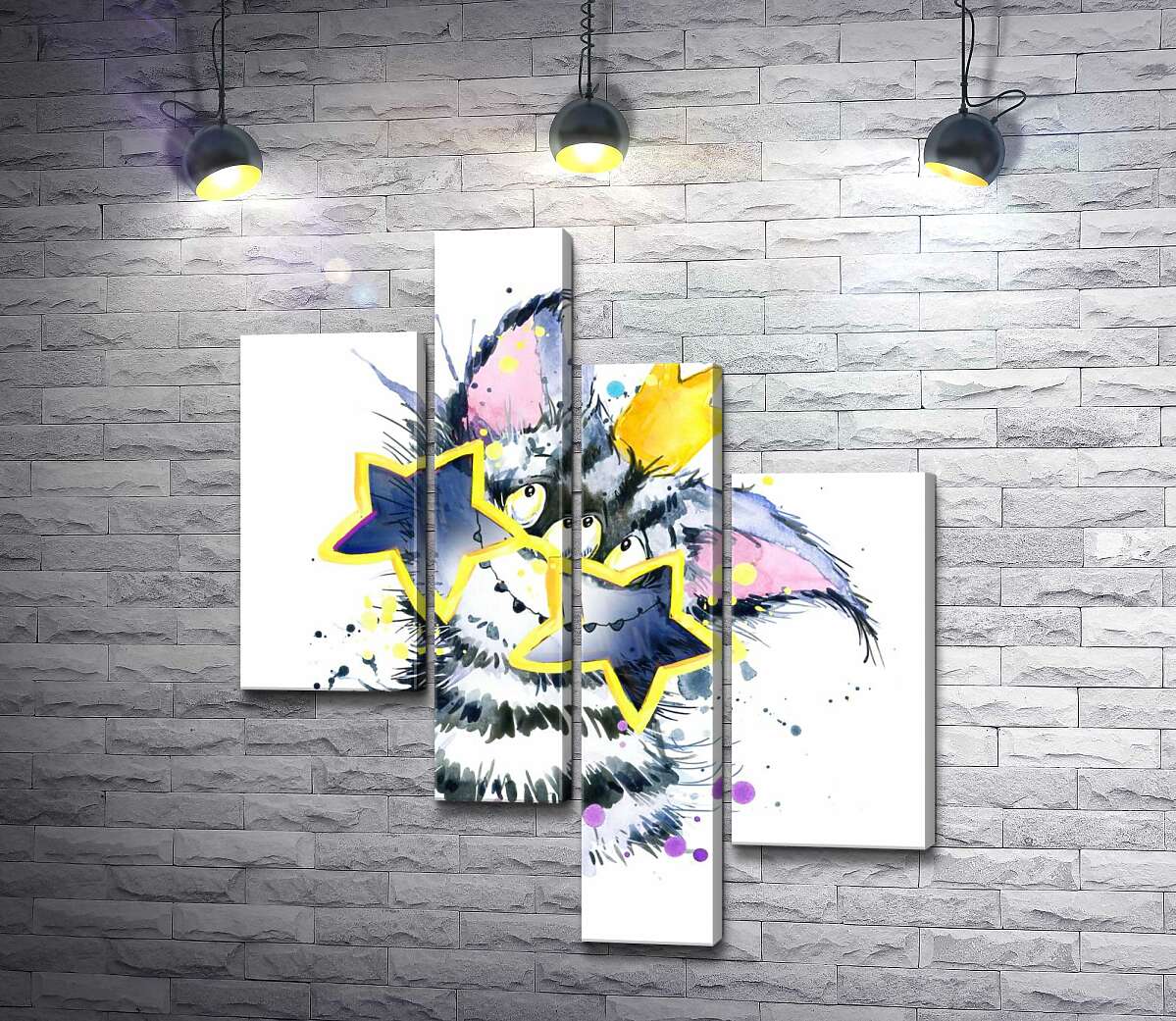 

Модульная картина ArtPoster Полосатый монстр в короне и звездных очках 100x119 см Модуль №20