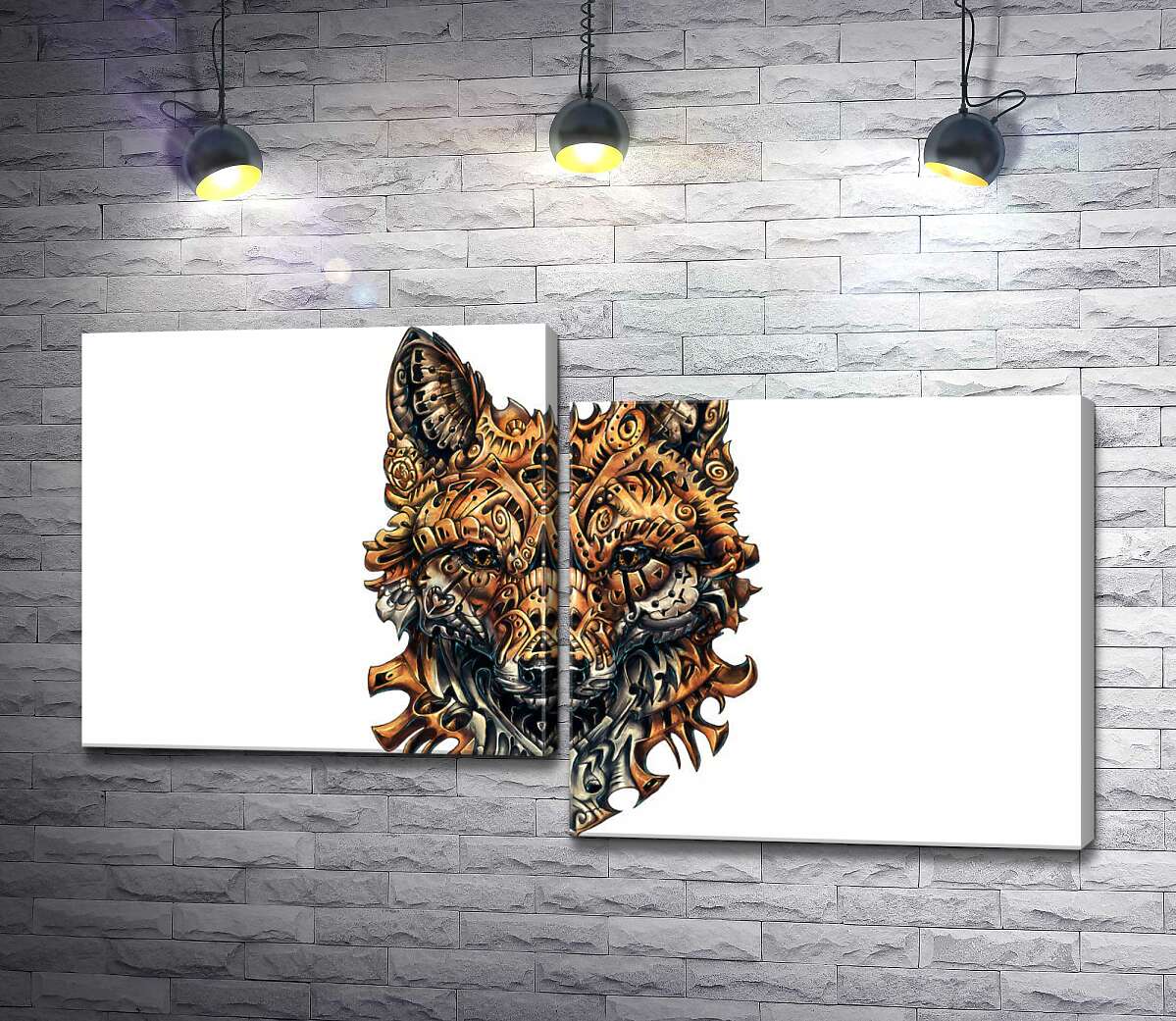 

Модульная картина ArtPoster Портрет лисы из железных деталей 130x74 см Модуль №5