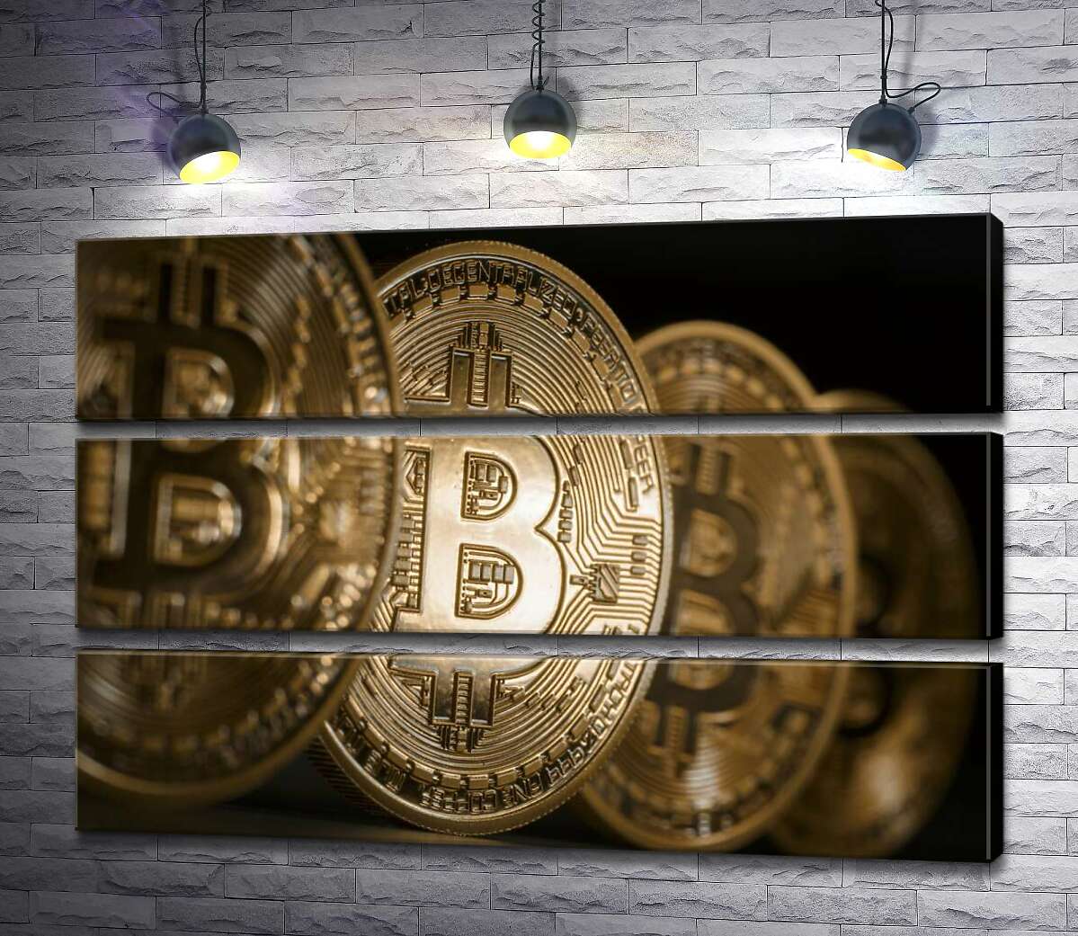 

Модульная картина ArtPoster Переливы золотого на монетах биткоинов 130x87 см Модуль №13