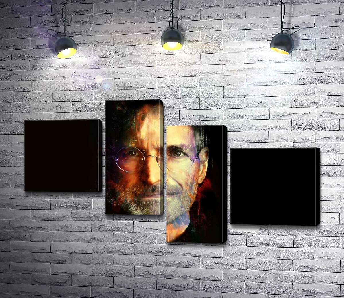 

Модульная картина ArtPoster Портрет Стива Джобса (Steve Jobs) на черном фоне 100x57 см Модуль №20