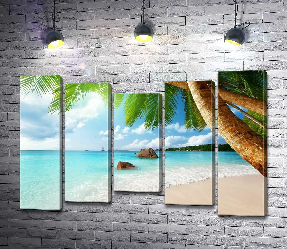 

Модульная картина ArtPoster Пляжный отдых в тени тропических пальм 130x88 см Модуль №28