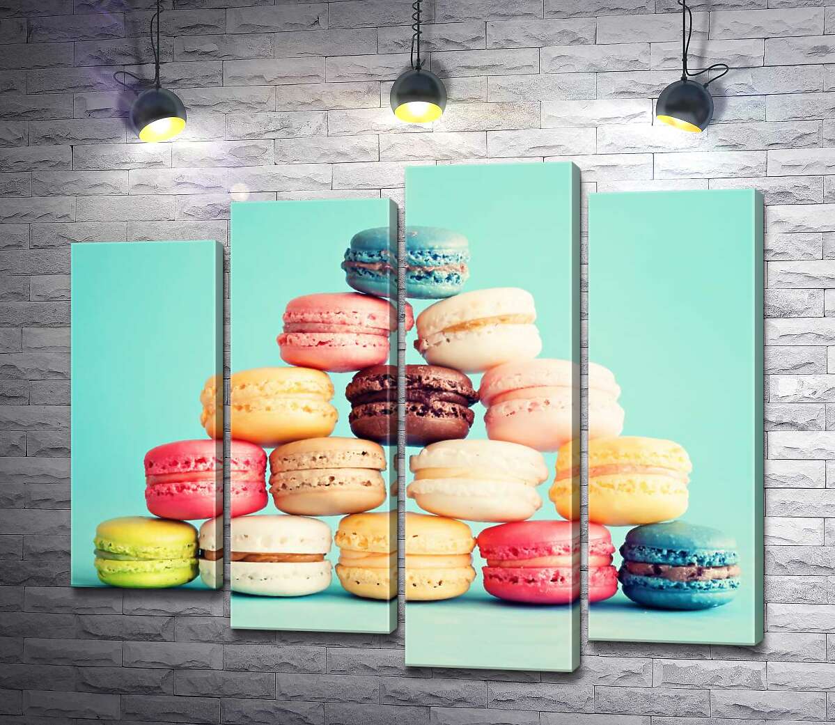 

Модульная картина ArtPoster Пастельная пирамида из миндальных макарон с воздушной кремовой серединкой 80x67 см Модуль №21