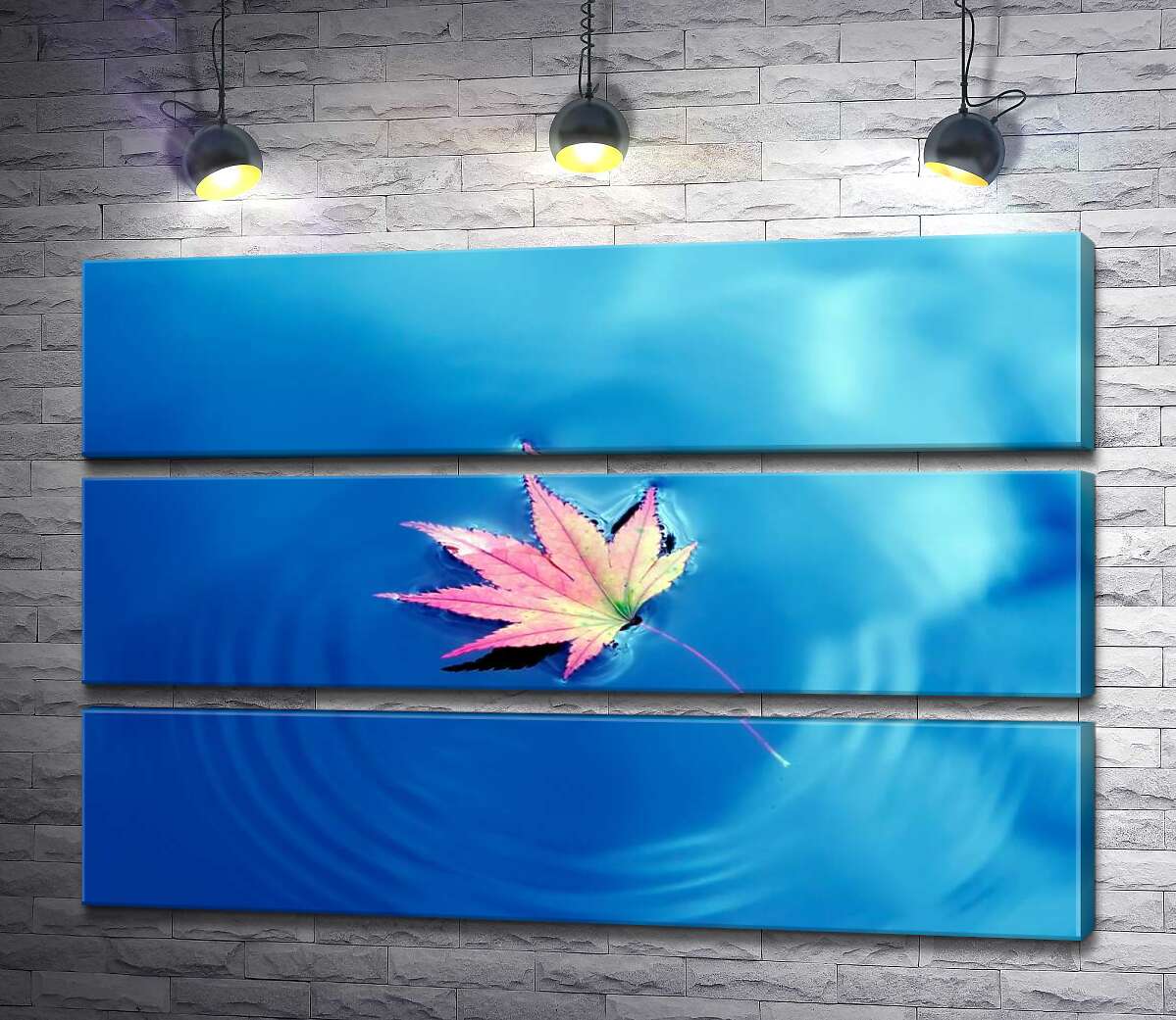 

Модульная картина ArtPoster Осенний лист плавает на небесно голубой воде 130x87 см Модуль №13