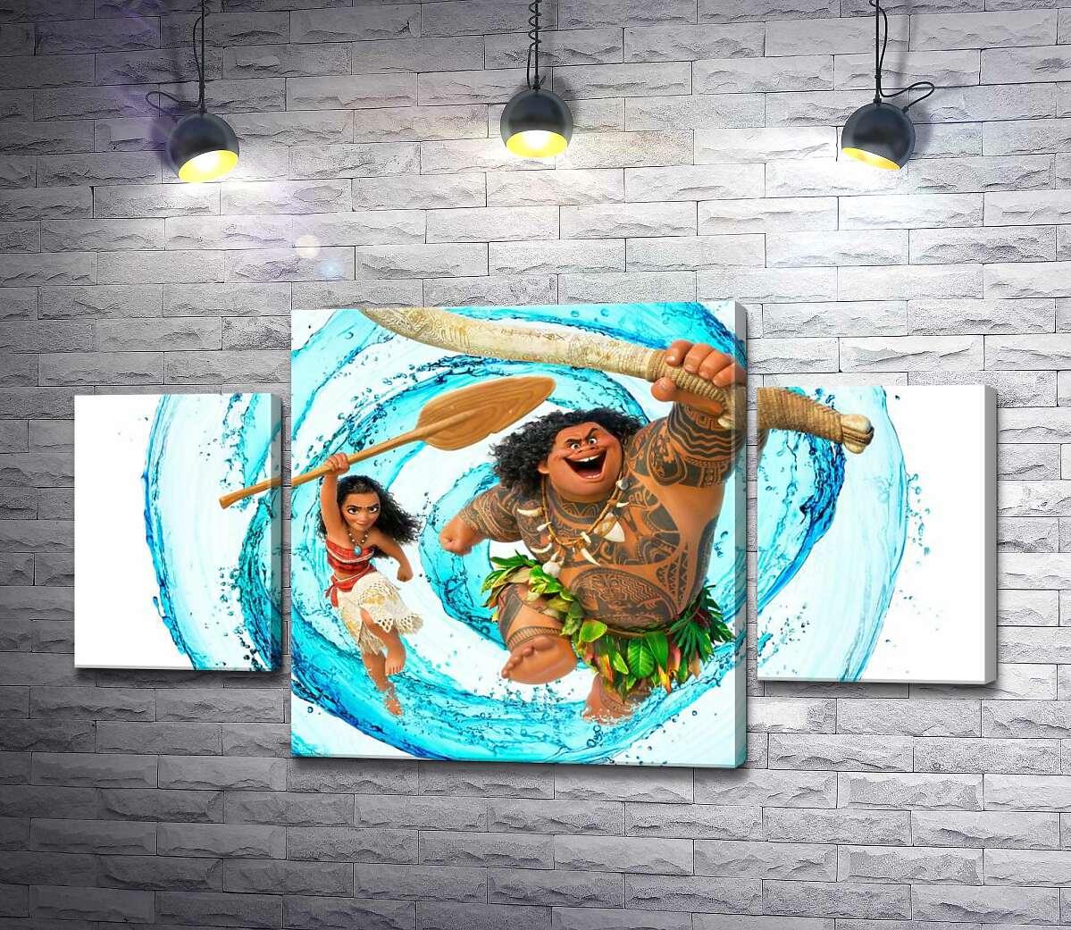 

Модульная картина ArtPoster Принцесса Моана и полубог Мауи (Maui) на постере к мультфильму 100x58 см Модуль №7
