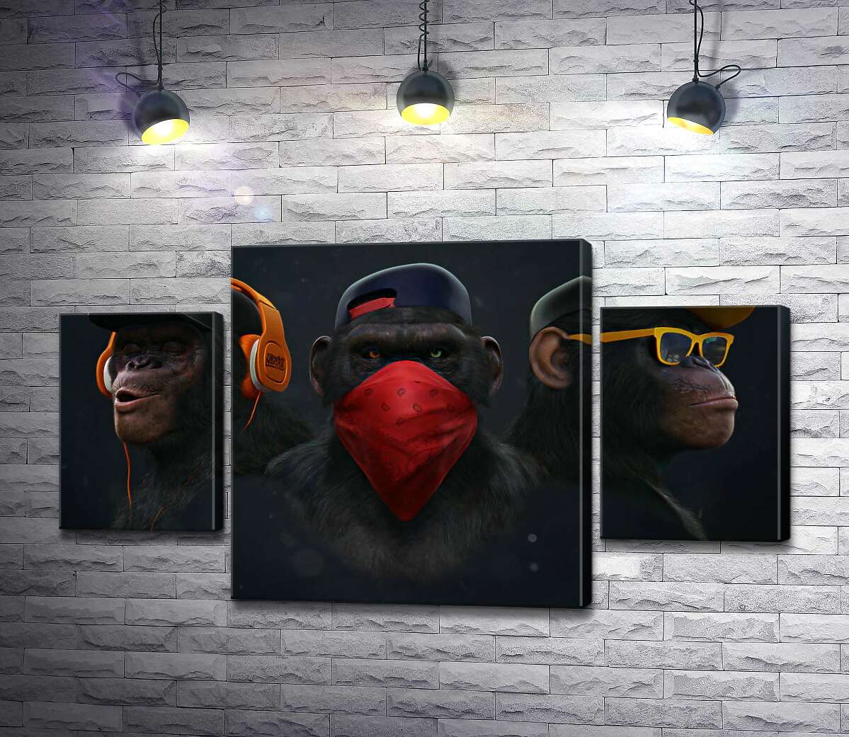 

Модульная картина ArtPoster Портреты горилл "на стиле" 80x45 см Модуль №7