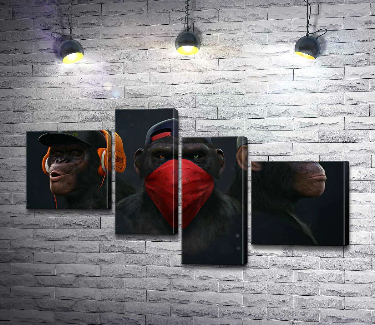 

Модульная картина ArtPoster Портреты горилл "на стиле" 130x74 см Модуль №20