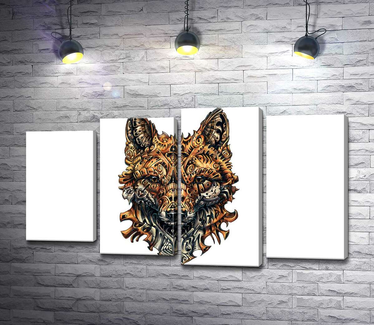 

Модульная картина ArtPoster Портрет лисы из железных деталей 132x75 см Модуль №21