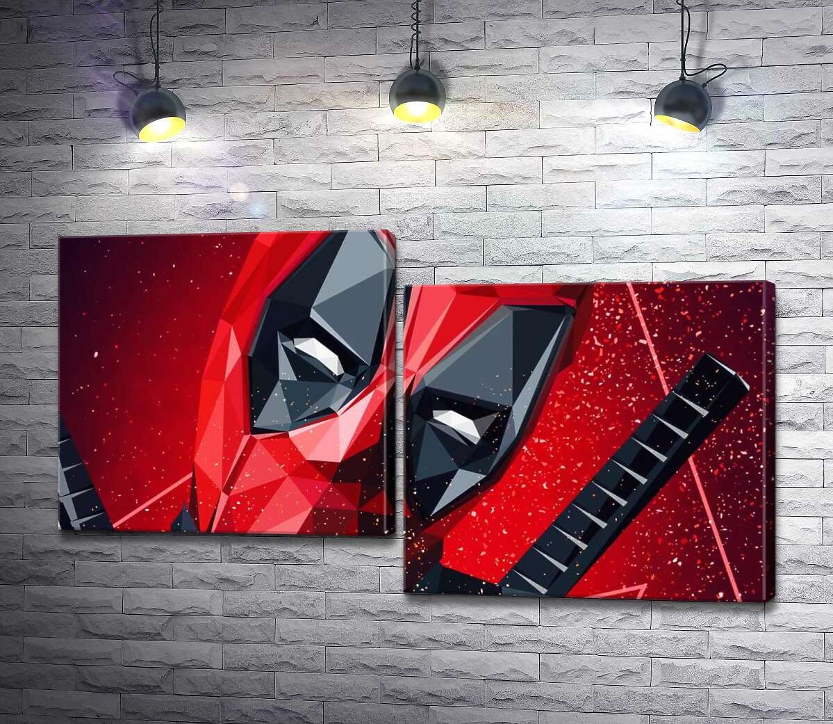 

Модульная картина ArtPoster Портрет Дэдпула в технике papercraft 130x74 см Модуль №5