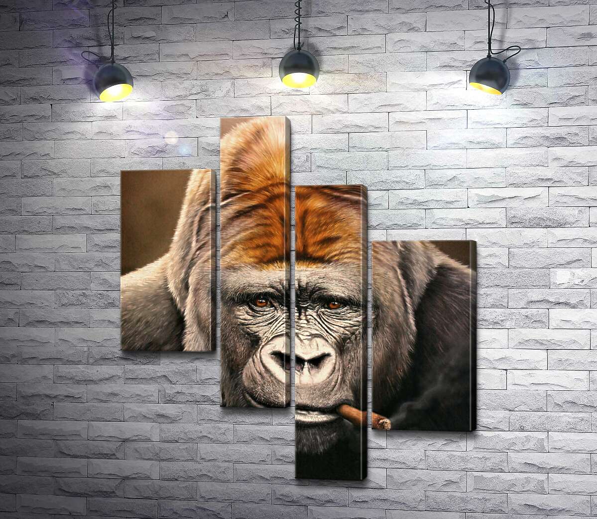 

Модульная картина ArtPoster Портрет гориллы, курящей сигару 100x118 см Модуль №20